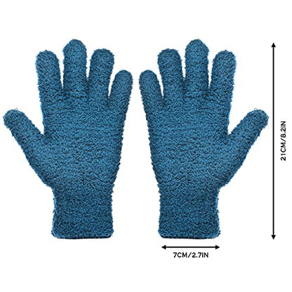 Patelai 2 Pairs Microfiber Gloves for plants Dusting Cleaning Glove Mittens House Cars Blinds Dusting(Blue,Large) - color: Blue, size: Large (2 Pairs)