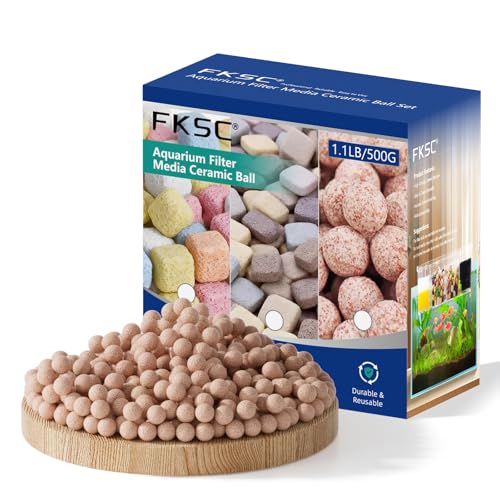 Aquarium Filter Media for Freshwater & Marine Tank Bio House Filter Media with Ceramic Ball & Bio Balls, Helps Maintain Clear Water for Sump, Pond & Koi Fish Tanks - size: 1.1lb-Ceramic Ball