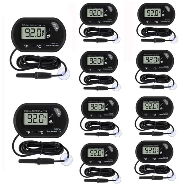 10Pcs Aquarium Thermometer Fish Tank Thermometer Reptile Terrarium Water Test Digital with LCD Display Fahrenheit/Celsius(℉/℃) - color: 10PCS