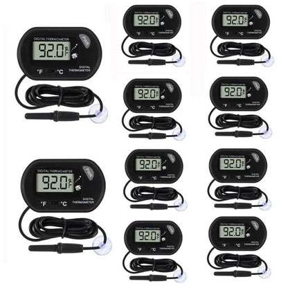 10Pcs Aquarium Thermometer Fish Tank Thermometer Reptile Terrarium Water Test Digital with LCD Display Fahrenheit/Celsius(℉/℃) - color: 10PCS
