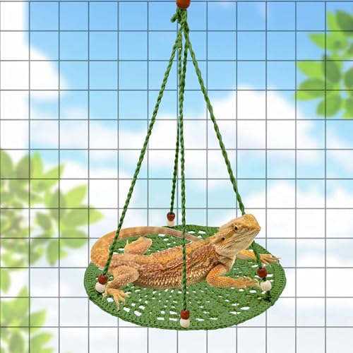 Reptile Hammock Swing Bearded Dragon Guinea Pig Rest Bed Habitats Supplies Climbing Terrarium for Lizard Leopard Gecko Parrots Parakeet Cockatiel Rats Snake Hamster Squirrel Chameleon Small Birds - color: Green