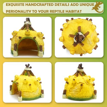 Gecko Reptile Hide Leopard Geckos Bearded Dragon Small Caves Pitaya Decoration Lizard Crested Hideout Tank Accessories Snake Décor Amphibian Habitat - style: PITAYA