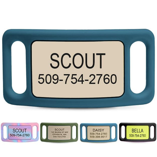 GoTags Lifestyle Silent Dog Tag, Personalized Engraved Silicone Pet ID Tags | Soundless Quiet Slide On Nameplate for Cat Collars with Name and Number, No More Jingling Tags (Beach Glass, Large) - color: Lifestyle Beach Glass, size: Large (Pack of 1)