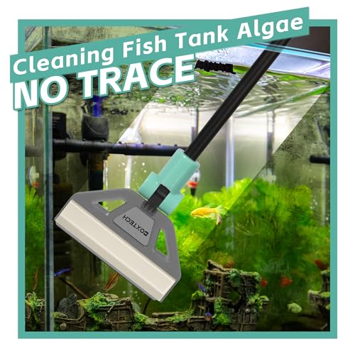 UPETTOOLSAlgae Scraper for Glass Aquariums,2 in 1 Adjustable Algae Scraper | with 5 Stainless Steel Blades and Cleaning Brush, Aquarium Glass Cleaning Tools for 20-40 Gallon Fish Tank