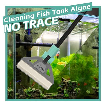 UPETTOOLSAlgae Scraper for Glass Aquariums,2 in 1 Adjustable Algae Scraper | with 5 Stainless Steel Blades and Cleaning Brush, Aquarium Glass Cleaning Tools for 20-40 Gallon Fish Tank