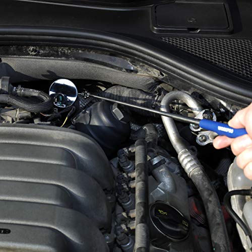 WORKPRO W113006 Telescoping Inspection Mirror, 2-In. Diameter, Extends 28-In. (Single Pack)