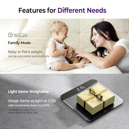Bathroom Scales Digital Weight, Topnotch Quality 450lb Weight Scale, Most Accurate to 0.05lb, Automatic Weighing Scale for Body Weight, Baby, Pet, Larger LED, Sturdy and Durable Base Machine - color: Black, size: 11.8*11.8in
