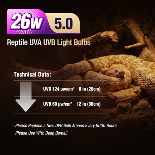 Leoterra 26W 5.0 Reptile UVB Light Bulb, Tropical UVA/UVB Full Spectrum Lamp for Green Anoles, Blue-Tongued Skinks & Leopard Geckos Large Terrarium, Last Long and Stable Output(E26 110V) - size: 26w 5.0