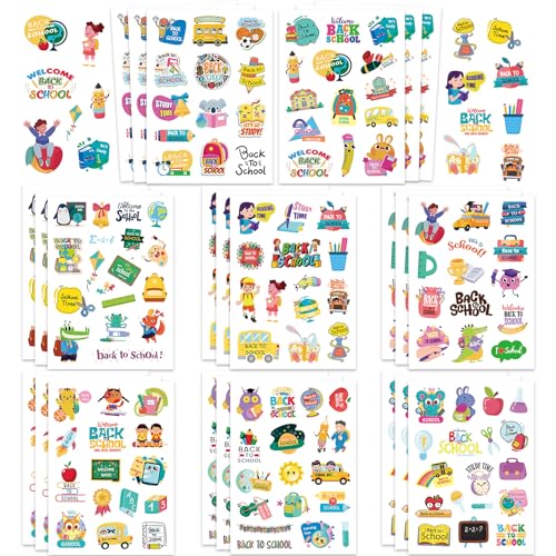369Pcs Welcome Back to School Stickers Stickers, Self Adhesive First Day of School Sticker School Themed Stickers for Craft Supplies Classroom Rewards Party Decorations - style: Back to School