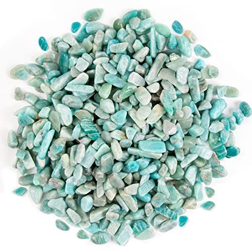 QICQDRAM Green Amazonite Crystals Bulk Tumbled Chips Stone Natural 1LB | Small Tumbled Stones Crystal Chips Bulk for Healing Crystals Fish Tank Gravel Vase Filler (405g/14.28oz) - color: Amazonite