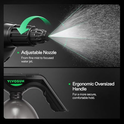 VIVOSUN 70oz Battery Powered Sprayer, Electric Spray Bottle | USB Rechargeable, Automatic Water Pump Plant Mister with Adjustable Pressure, Easy to Refill, 2.2 Ah Battery
