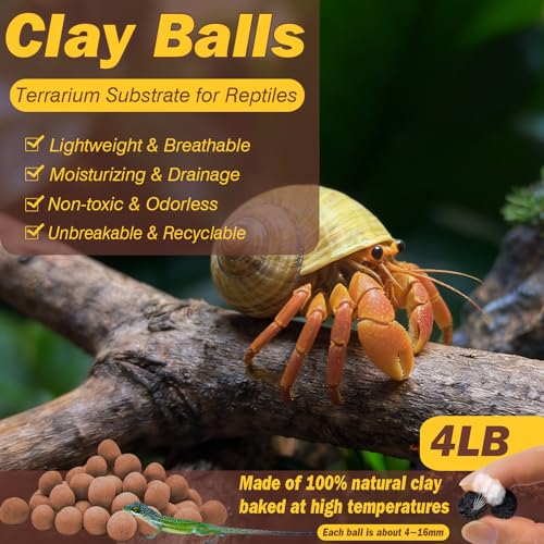 Reptile Substrate Clay Balls for Terrarium, 4 LBS | Organic Expanded Clay Pebbles, Moisturizing & Drainage False Bottom Substrate for Reptiles & Amphibians, Bioactive Substrate - color: 4LBS