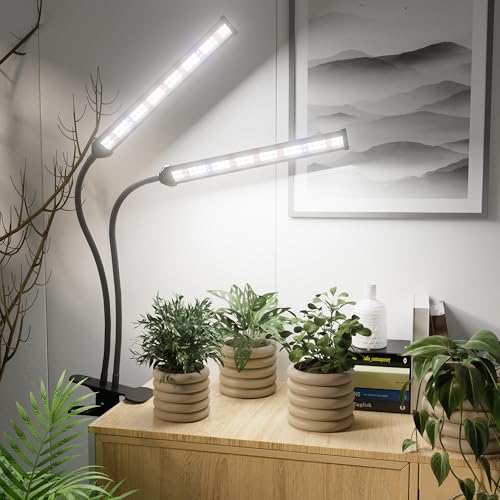LED Grow Light,White Full Spectrum Clip Plant Growing Lamp | Desk Lamp with High Power Red Blue LEDs for Indoor Plants,Adjustable Gooseneck,Dimming & Optional Auto Timer - size: 75Watts