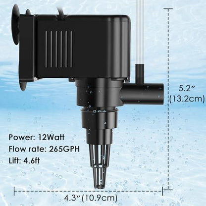 AquaMiracle Aquarium Powerhead Pump Circulating Water Pump 265 GPH for 60-80 Gallon Aquariums with Aerating Features - size: For 60-80 Gal Aquarium