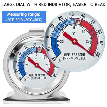 12 Pack Refrigerator Freezer Thermometer Large Dial Fridge Thermometer with Dual-Scale -30~30°C/-20~80°F for Freezer Refrigerator Cooler