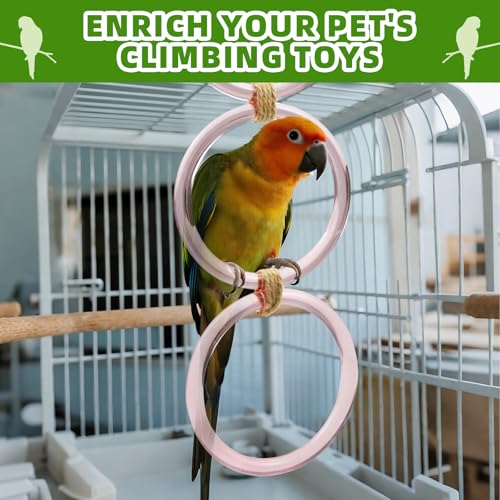 2 PCS Reptile Climbing Loops, Snake Climbing Rings, Snakes Tank Accessories for Ball Python & Climb Pet-Terrarium Enrichment Toys for Snakes, Iguana, Chameleon, Parrot, Lizard (Pink)
