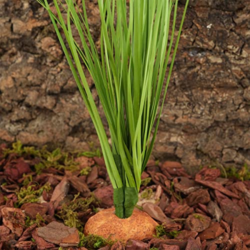 Fake Green Grass Reptile Terrarium Plants for Lizard Snake Tank | Bearded Dragon Gecko Tortoise Hermit Crab Habitat - color: G-fake Green Grass Plant