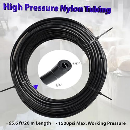 1/4" OD High Pressure Nylon Tubing for Outdoor Misting System 65.6ft/20m Misting Line for Patio Patio Mister for Cooling Water Mister Hose for Umbrella (0.157" ID) - size: 0.25 Inch