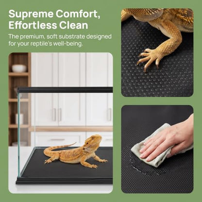 YARNOW Reptile Substrate Mat: Non-Abrasive Terrarium Substrate Liner - 118x12 Cut to Fit Carpet Flooring for Tortoise Tank, Snake Cage Bedding, Leopard Gecko, Easy to Clean