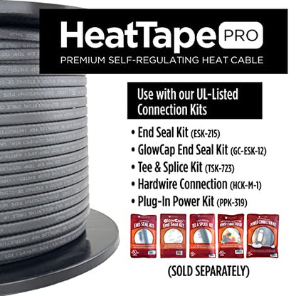 Heat Tape Pro - Self-Regulating Heat Cable - Long Term Ice Dam, Roofing, Gutter & Pipe Freeze Protection - 12 MM, 6 Watts Per Foot (250, 120 Volt) - style: 250 Feet