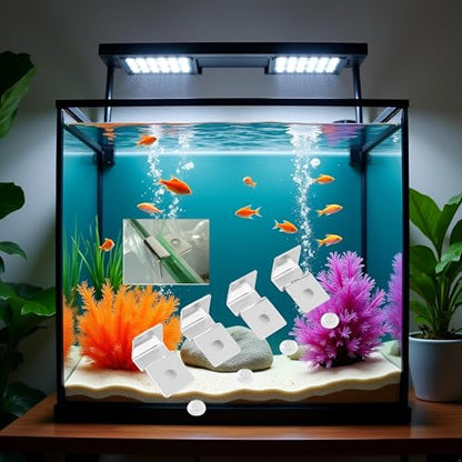 4Pcs Pssopp Aquarium Cover Bracket, Fish Glass Cover Clip Stainless Steel Aquarium Glass Covers Support Bracket Holders Universal Lid Clips for Rimless Aquariums(5mm) - color: 5mm