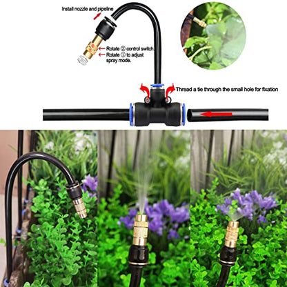 50FT Drip Irrigation Kit, Automatic Garden Watering System with Tool-Free Quick Connectors, 360° Bending Drippers & Copper Misting Nozzles for Greenhouse, Patio, Lawn & Vegetable Garden. (15M) - size: 15M