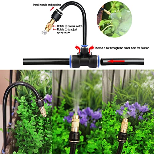 82FT Drip Irrigation Kit, Automatic Garden Watering System with Tool-Free Quick Connectors, 360° Bending Drippers & Copper Misting Nozzles for Greenhouse, Patio, Lawn & Vegetable Garden. (25M) - size: 25M