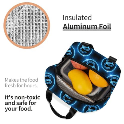 Unisex Snake Print Insulated Lunch Bag Thermal | Blue Snake Pattern, Reusable EVA Leakproof Tote, Compact Size for Gym, Beach & Office - color: Pattern (868)