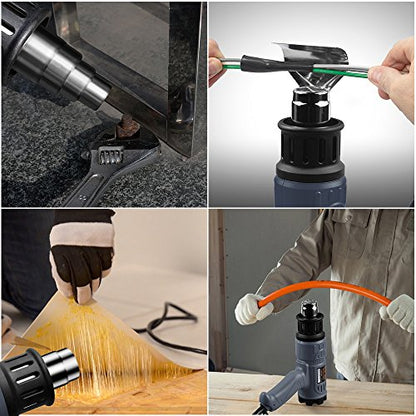 SEEKONE Heat Gun 1800W 122℉-1202℉ Variable Temp for Crafts, Removing Paint | Fast Heating 122℉-1202℉, Dual Airflow, Overheat Protection, 4 Nozzles for Shrink Tubing, Paint Removal and 3D Printing