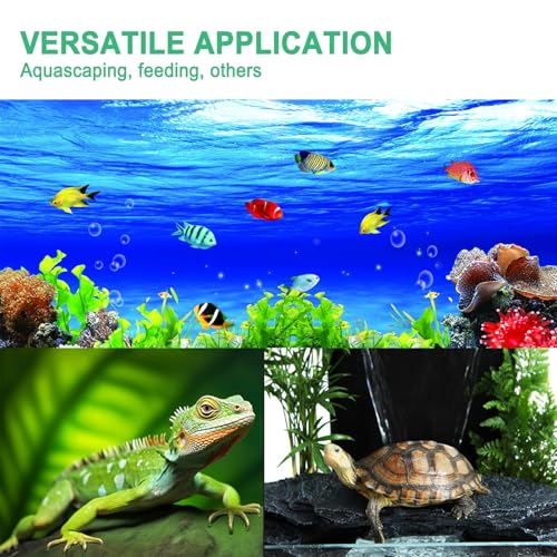 2pcs 18.9 inch Aquarium Tweezers with Hanger, 2025 New Extra Long Feeding Tongs, Stainless Steel Large Aquascape Tools for Fish Tank, Terrarium，Aquascaping, Reptile Snake (Curved & Straight) - size: 18.9inch, Curved&Straight