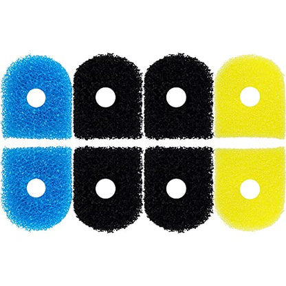 8 Pack Replacement Filter Sponges Compatible with Kulife Aquarium Filters, 2 Coarse Sponge, 4 Carbonized Sponge, 2 Fine Sponge
