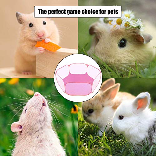 Small Animals Tent,Reptiles Cage,Breathable Transparent Pet Playpen Pop Open Outdoor/Indoor Exercise Fence,Portable Yard Fence (Pink) - color: Pink