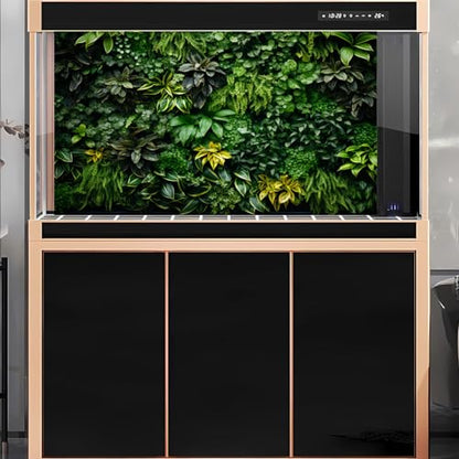 2 Packs Rock Wall Reptile Tank Background Lush Green Tropical Leaves Aquarium Background Nature's Embrace Tropical Green Plants Fish Tank Backgrounds Moss Wall Reptile Enclosure Backgrounds 24x12in - color: Green, size: 24(W)x12(H)in
