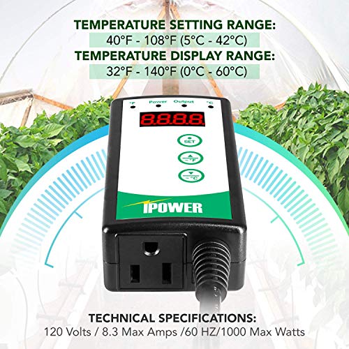 Simple Deluxe 150W Reptile Ceramic Heat Bulb with 8.5 Inch Clamp Lamp and Digital Thermostat Controller Combo Set for Incubating Chicken & Amphibian Pet, 2 Pack