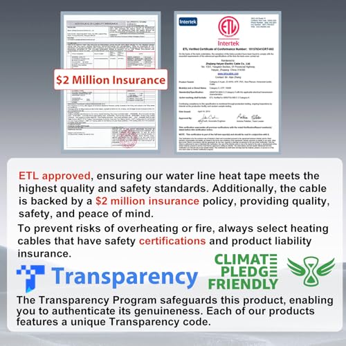 HEATIT ETL Certified 7W/ft Pipe Heating Cable with Thermostat 10 Feet | For metal & plastic water pipes, Straight-run installation, helps prevent frozen pipes during extreme winter conditions. - style: 10 Feet