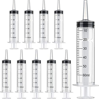 Boao 10 Pack Plastic Syringe Liquid Measuring Syringes Without Needle for Epoxy Resin, Craft, Scientific Labs, Feeding Pets Animals, Oil or Glue Applicator (60 ML) - size: 60 ML