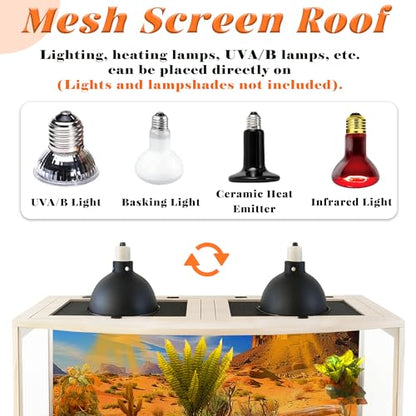 Bearded Dragon Tank, Curved Reptile Enclosure with 3-Side Clear Acrylic Panels, Spacious Lizard Tank with Metal Mesh Top and Lockable Door for Reptile Habitat