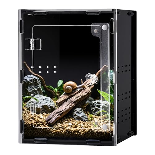 REPTVIVA5.5"x5.5"x7.9" Reptile Tank/Insect Habitat - 5-Sided Blackout Terrarium for Stress Reduction, Ideal for Jumping Spiders, Tarantulas, Snails, Geckos, Mantis, Small Reptiles & Nocturnal Pets