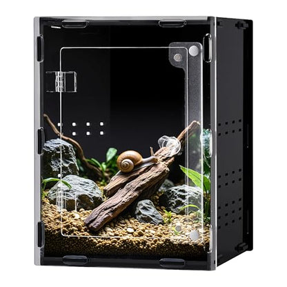REPTVIVA5.5"x5.5"x7.9" Reptile Tank/Insect Habitat - 5-Sided Blackout Terrarium for Stress Reduction, Ideal for Jumping Spiders, Tarantulas, Snails, Geckos, Mantis, Small Reptiles & Nocturnal Pets
