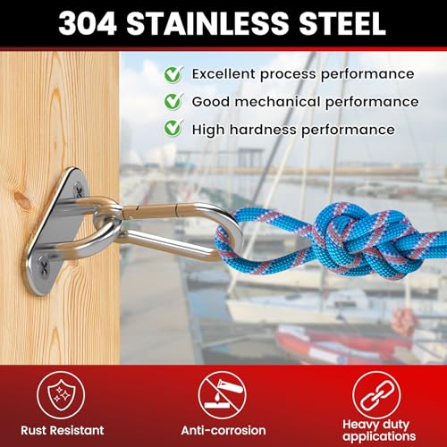 304 Stainless Steel Pad Eye Snap Hook, M6 Ceiling Hook 800Lb,8Pcs | Hanging Kit with Screws for Hammock Chair Swing, Yoga Gym Equipment, Sun Shade Sail, Plant Hangers & Marine Boat Hardware - size: 2.3 inch, style: Oval