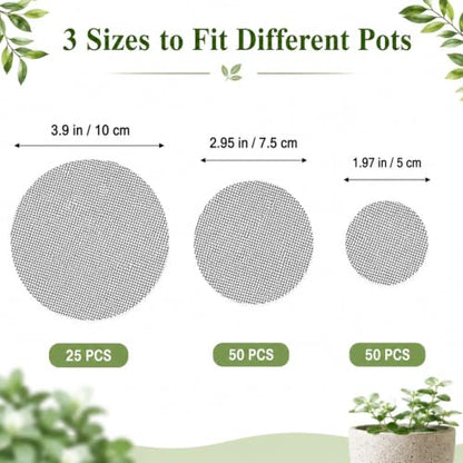 125Pc Bonsai Mesh for Plant Drainage Screen Flower Pot Hole Mesh Pad | Gardening Drainage Screen, Plant Pot Drainage Mesh, Round Flower Screen Cover Pad, Reusable Potting Mat, Preventing Soil Loss