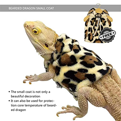 Bearded Dragon Leash and Harness Set, Beardie Carrier, Lizard Adjustable Harness with Leather Wings and Sling Bag, Reptile Small Pet Backpack Batwing Accessories (Leopard Pattern with Crown) - color: Leopard Pattern with Crown