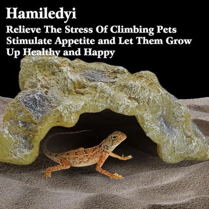 Hamiledyi Reptile Hides Large Simulation Rock Reptile Cave Hideouts Terrarium Habitat Décor Bearded Dragon Hideout for Snake Geckos Lizards Turtle Frogs Amphibians (L) - style: L : 10.2"×7.3"×4.9"
