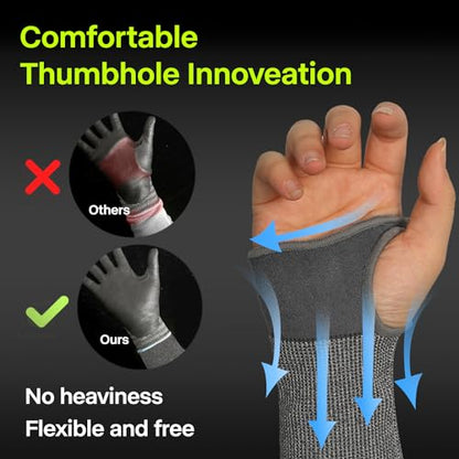 Schwer 1 Pair Size XL Highest Level Cut Resistant Work Gloves+ 1 Pair ANSI A6 Cut Resistant Arm Sleeves for Men&Women Work