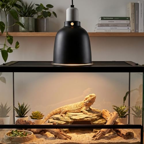 Reptile Light Fixture, 5.5 Inch Deep Dome Light Fixture for UVA/UVB Heat Lamp, Reptile Heat Basking Bulb, Optical Reflection Heat Lamp Fixture Cover for Reptile Glass Tank Terrariums - size: Deep Dome