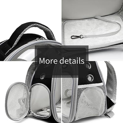 Portable Travel pet Backpack Carrier Hamster Bag Guinea Pig Bird Small Dog cat Turtle Carrier Rabbit Cage Squirrel Bearded Dragon Breathable Hangbag (Black) - color: black