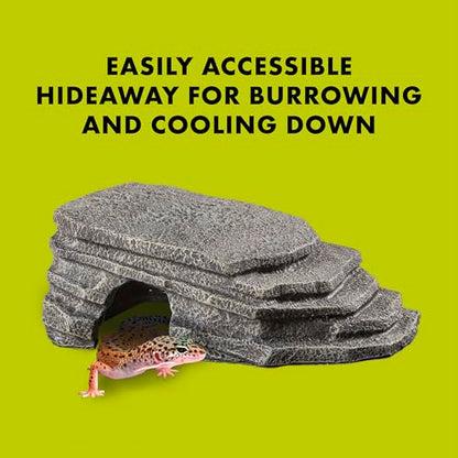 Zilla Herp Hotel, Naturalistic Hide and Basking-Platform for Leopard Geckos, Bearded Dragons, Anoles, Medium - size: Medium