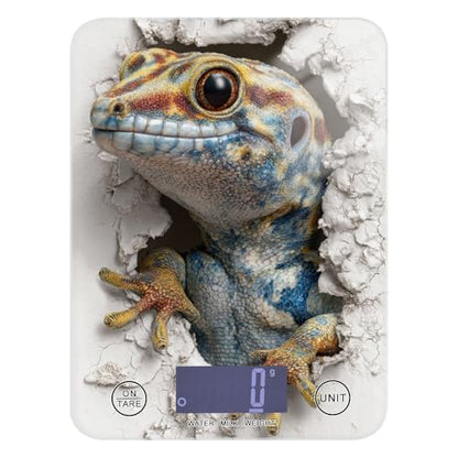 Geckoes Reptile 3D Wall LCD Display Small Food Scales for Kitchen 11lb/0 18oz 5kg/5g (Scenario) Small Scales Digital gram and oz with 4 Unit for Espresso Espresso pesa para alimentos