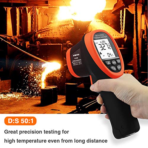 BT-1800 Non Contact Pyrometer High Temperature Infrared Thermometer Gun -58°F ~3272°F (-50~1800℃) DS 50:1 for Metal Melting Furnace Forge Kiln Tempe Tester (Not Accurate for Human Temp) - color: BT-1800 Blue (-58°F ~3272°F)