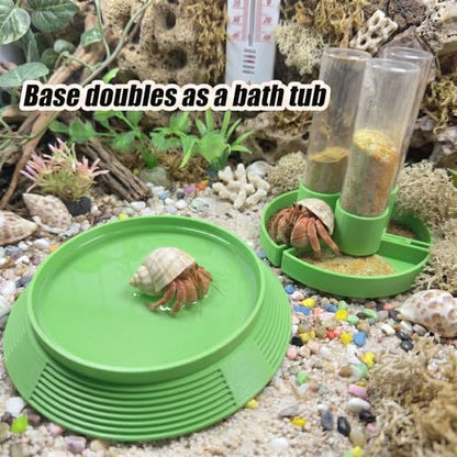 4-in-1 Hermit Crab Feeding Station - Integrated Nutrition and Hydration Center，3D-Printed Tank Accessories Made from Safe Materials, Suitable for Hermit Crabs and Small Reptiles. - color: Green